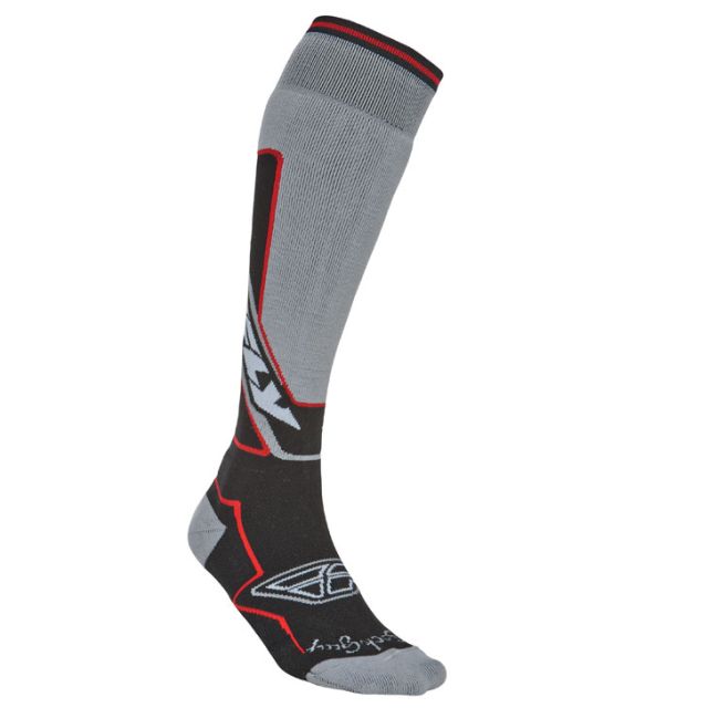 Fly Racing Socken dick grau-schwarz-rot