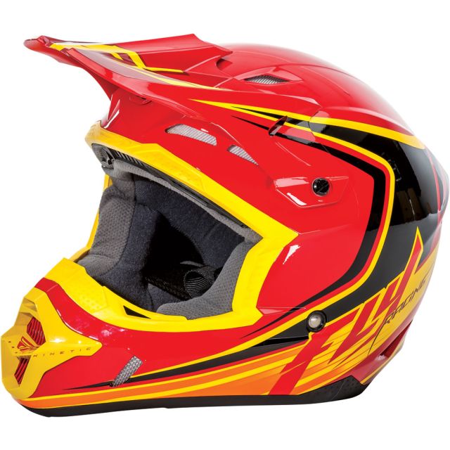 Fly Racing Kinetic Fullspeed Helm rot-schwarz-gelb