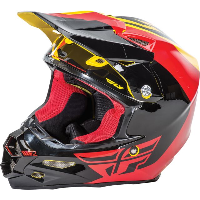 Fly Racing F2 Carbon Helm Pure gelb-schwarz-rot