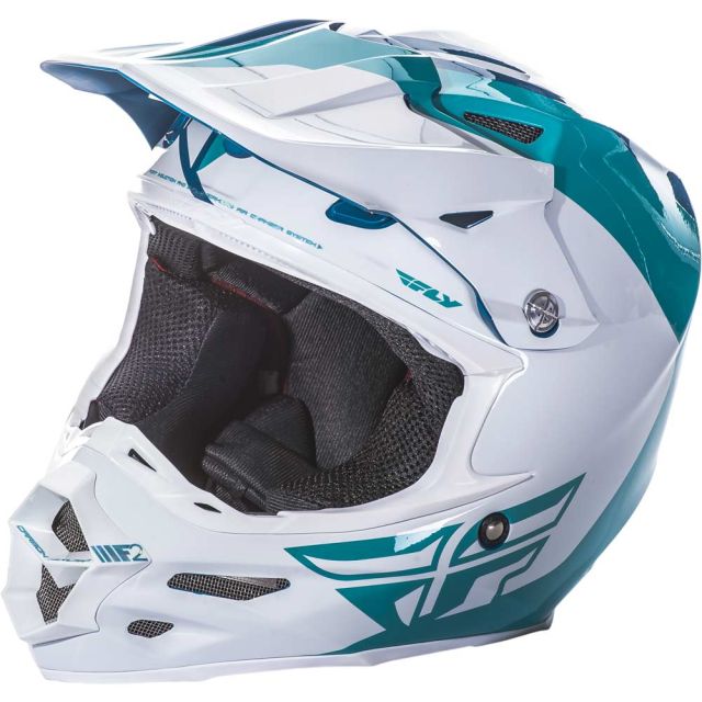 Fly Racing Helm F2 Carbon Pure teal-weiß