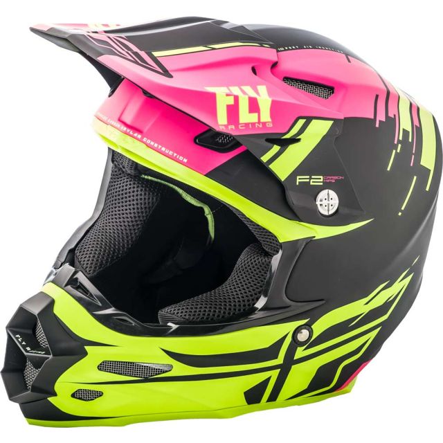 Fly Racing Helm F2 Carbon Mips Forge matt neon-pink-hi-vis-schwarz